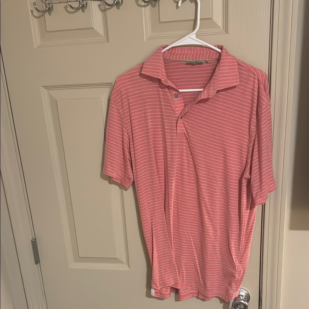 Men's Pink Striped Polo Shirt